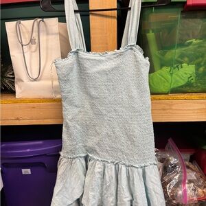 American Eagle Outfitters Light Blue Smocked Top